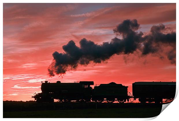 Steam Sunset Silhouette Print by Ian Duffield