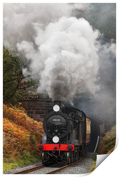 Steam loco blasts out from the Tunnel Print by Ian Duffield