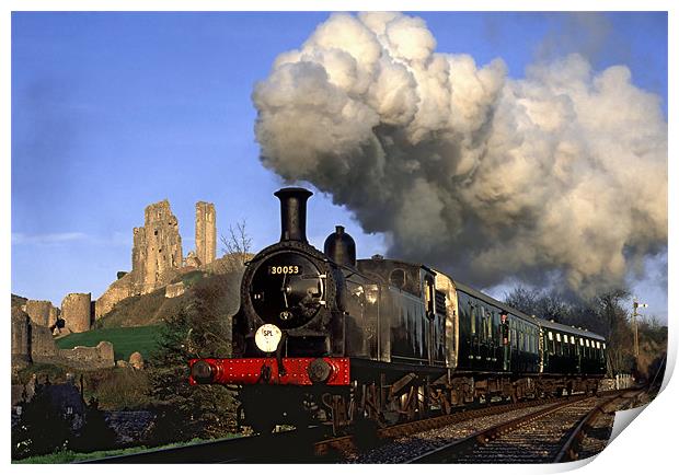 Purbeck local steam train. Print by Ian Duffield