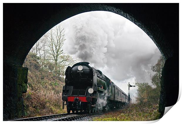 Steam tain powers into a Tunnel Print by Ian Duffield