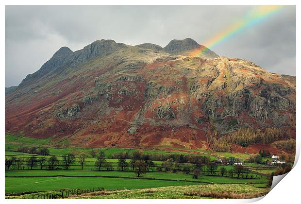  Rainbow on the Langdale Pikes Print by Ian Duffield