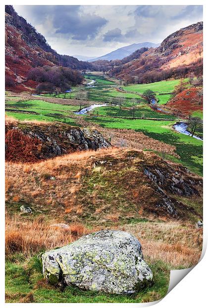 Lakeland view down the valley from Watendlath Print by Ian Duffield