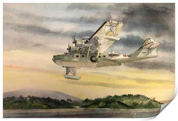 Consolidated PBY Catalina over Lough Erne Print by John Lowerson