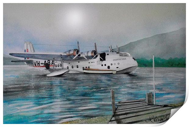  Empire Flying Boat Print by John Lowerson