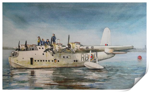 Short Sunderland Flying Boat Print by John Lowerson