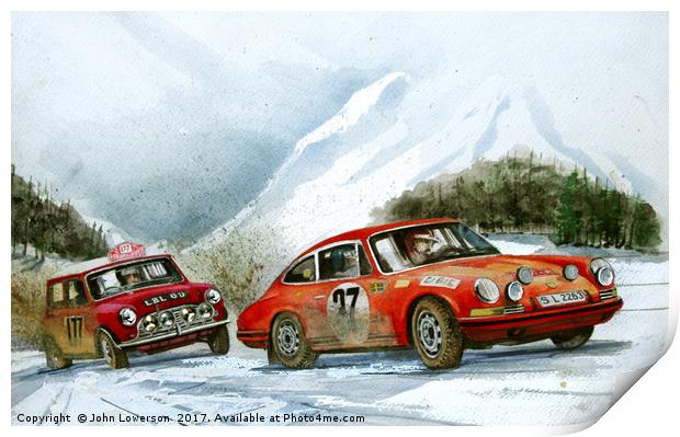 A moment in 1967 The Monte Carlo RAlly Print by John Lowerson