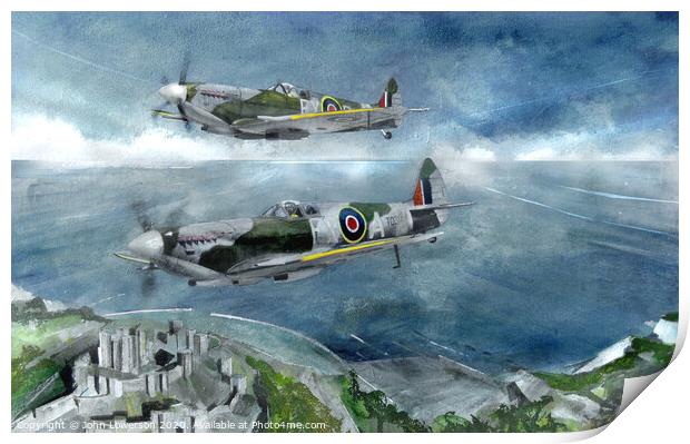 Painted Spitfires on Canvas Print by John Lowerson