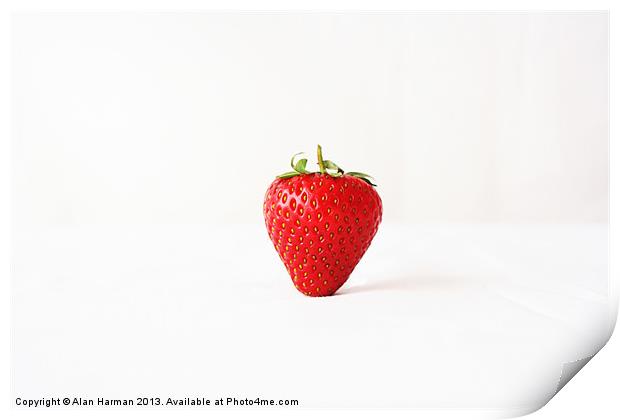 One Red Strawberry Print by Alan Harman