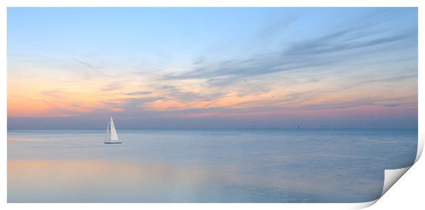 Reculver Sunset Yacht Print by Robert  Radford
