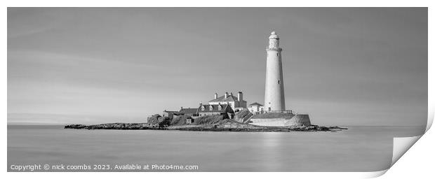 St Mary LightHouse BW Print by nick coombs