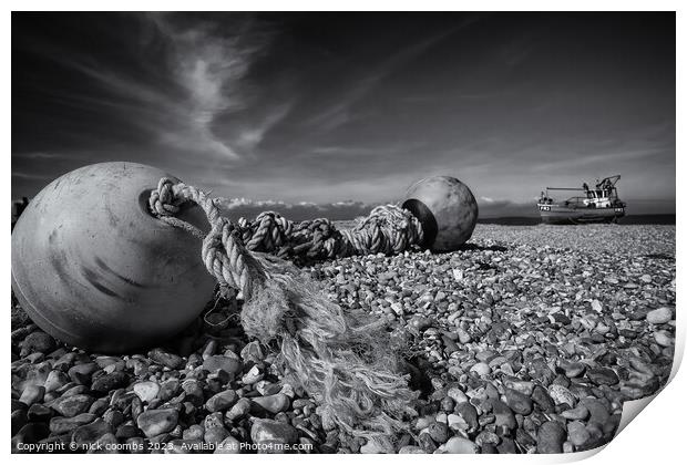 fish Boat and Bouys Print by nick coombs