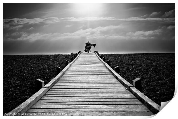 Fisherman and Boardwalk Print by nick coombs