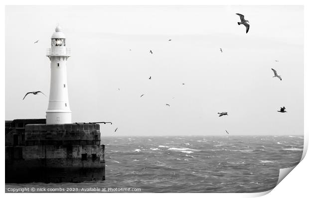 Dover breakwater lighthouse Print by nick coombs