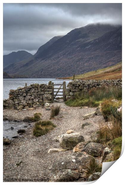 Crummock water shores Print by Beverley Middleton