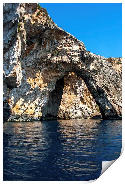 Blue Grotto by Boat Print by Shaun Devenney