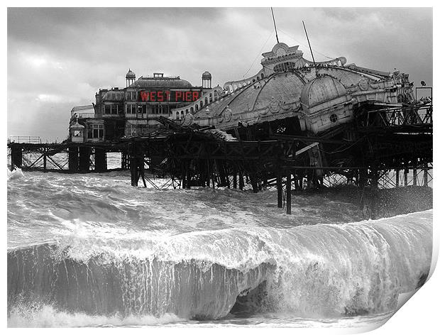 West Pier collapse Print by Terry Busby