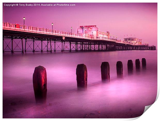 Worthong Pier Pink Print by Terry Busby