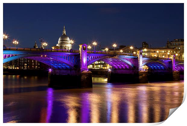 Southwark Bridge At Night Print by Steve Wilcox