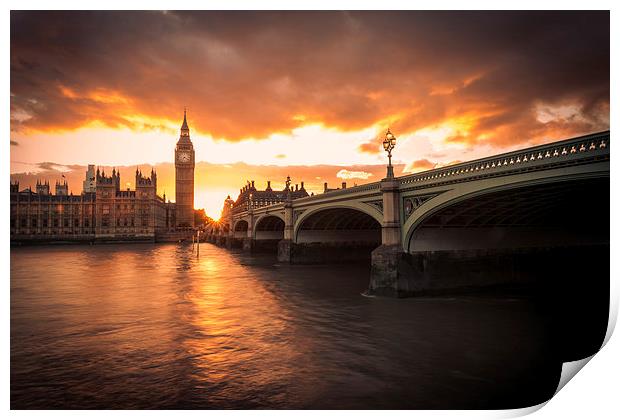 Big Ben and Westminster Bridge Print by liam young