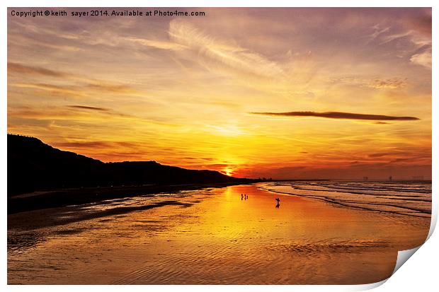Saltburn Beach Sunset Print by keith sayer