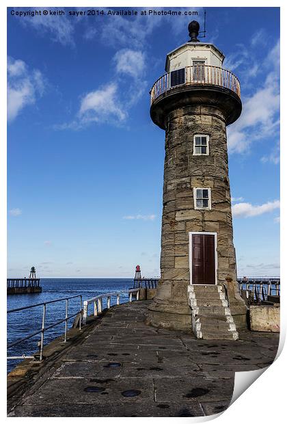  East Pier Lighthouse Whitby Print by keith sayer
