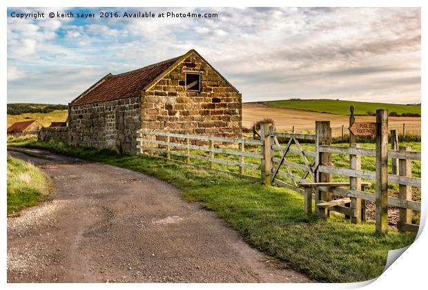 Rustic Charm: A Small Barn in the Yorkshire Countr Print by keith sayer