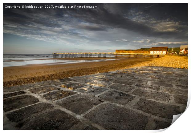 Saltburn Beach in the evening light Print by keith sayer