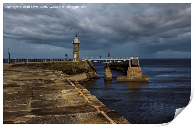 Whitby east pier Print by keith sayer