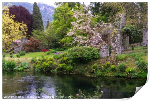 Italian Gardens - Romantic Garden of Ninfa 12 Print by Jenny Rainbow