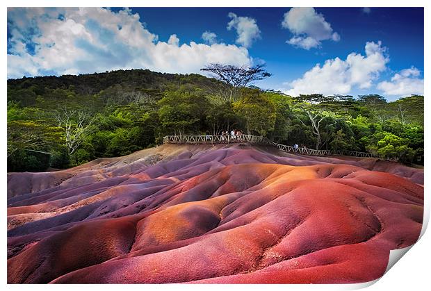 Seven Colored Earth in Chamarel. Mauritius Print by Jenny Rainbow