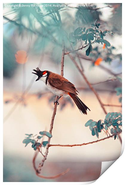  Red-whiskered Bulbul. Nature In Alien Skin. Verti Print by Jenny Rainbow