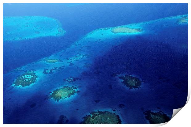  Maldivian Reefs. Aerial View  Print by Jenny Rainbow