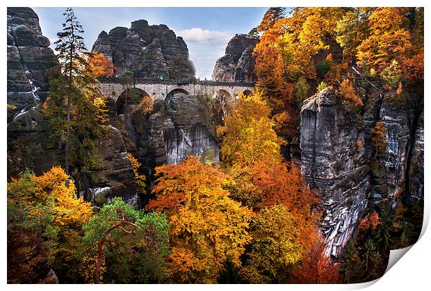  Bastei Bridge in Autumn Time. Saxon Switzerland Print by Jenny Rainbow