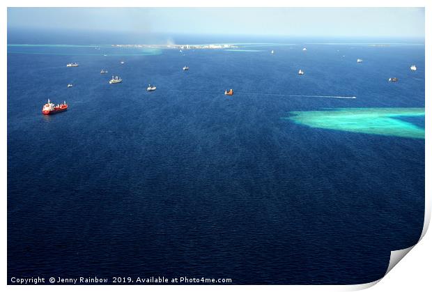 Indian Ocean. Aerial View of Maldives Print by Jenny Rainbow