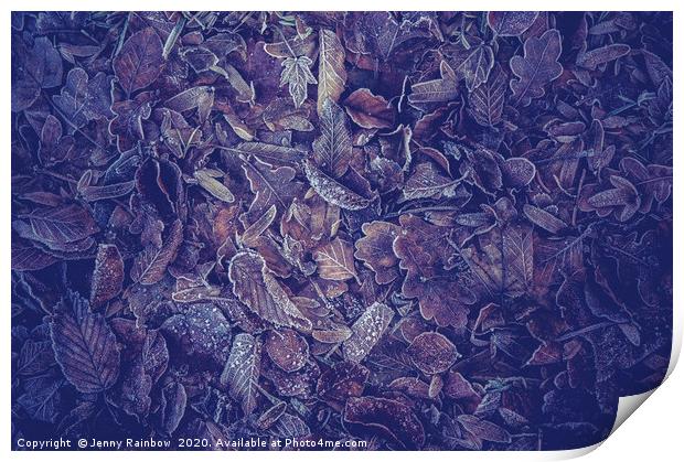 Purple Carpet Of Frozen Leaves Print by Jenny Rainbow