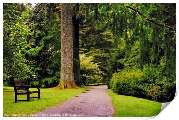 Come to Sit with Me. Benmore Botanical Garden, Scotland Print by Jenny Rainbow