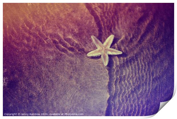 Sea Starfish with Water Ripples Print by Jenny Rainbow
