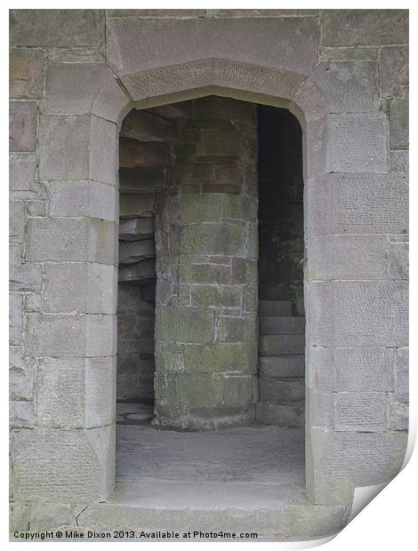 Darwen Tower stone stairway entrance Print by Mike Dickinson