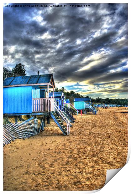 Old English Beach Huts Print by chris wood