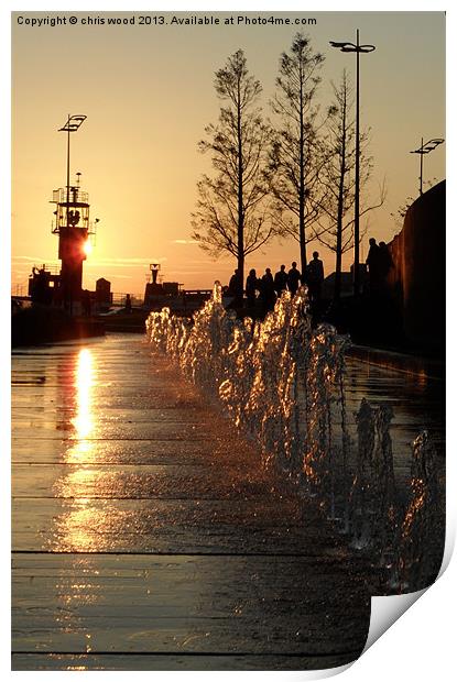 Sunset Fountains Print by chris wood
