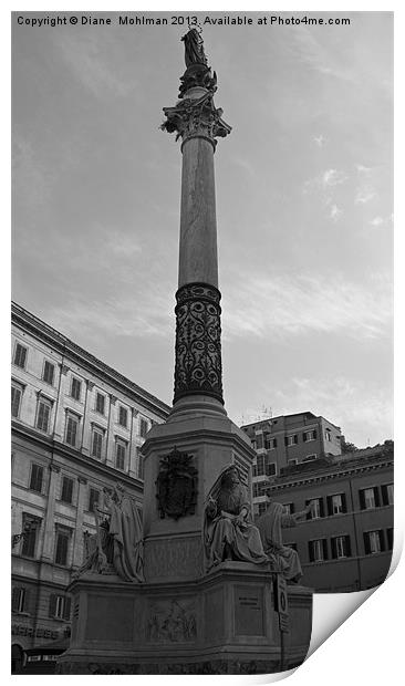 Immacolata statue In the Piazza di Spagna in Rome Print by Diane  Mohlman