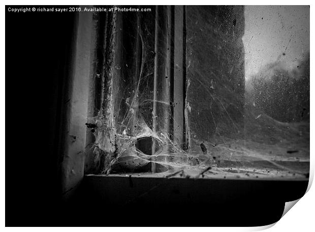 Gothic Spider Web in a Neglected Window Print by richard sayer