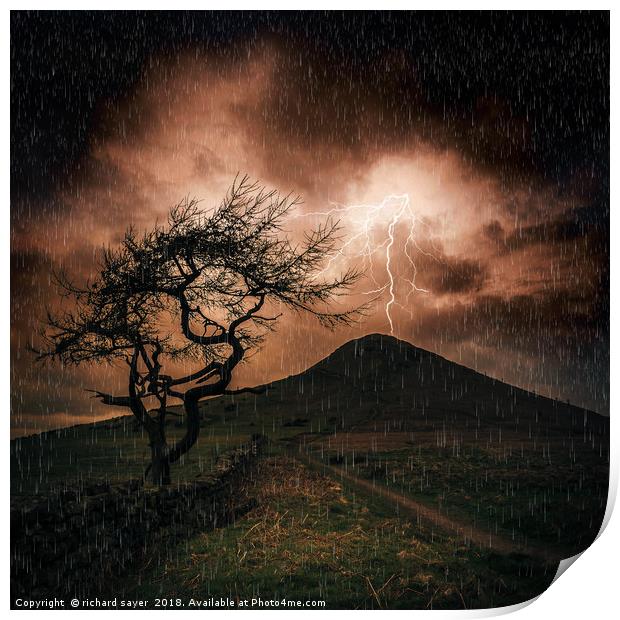 Roseberry Topping A Stormy Majesty Print by richard sayer
