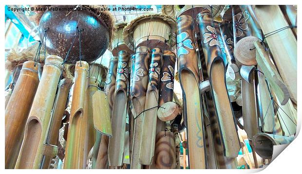 Wooden Wind Chimes Print by Mark McDermott