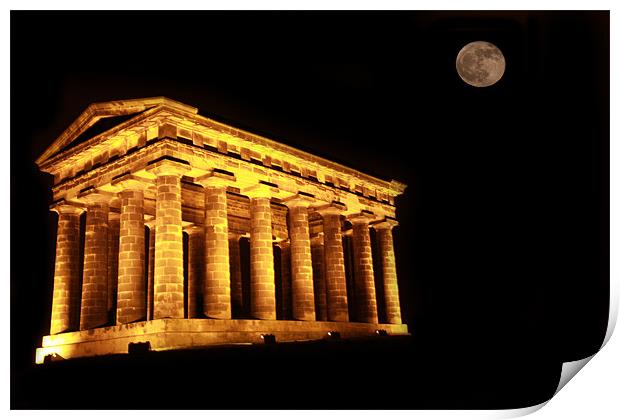 Penshaw Monument, the moon Print by Kevin Duffy