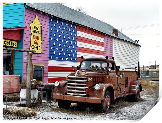 Seligmans old fire truck Print by Lee Mullins