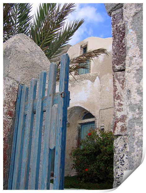 Santorini, Greece, Ruined Gate Print by Jay Huckins