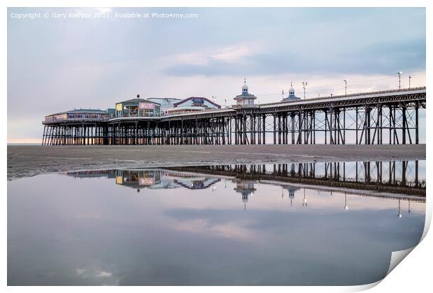 Amazing Reflections of North Pier Blackpool Print by Gary Kenyon