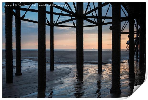 North Pier Sunset Print by Gary Kenyon