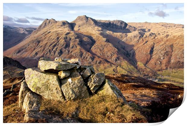 Langdale Pikes From Lingmoor Fell Print by Gary Kenyon